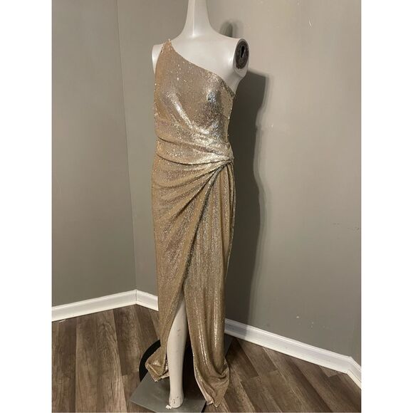 NWT Halston Adriana One-Shoulder Sequin Gown Size 2 $595 - Picture 8 of 10